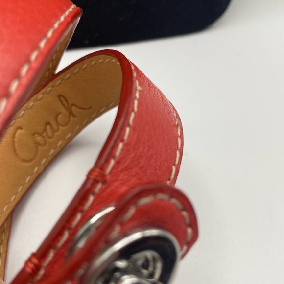 Coach Red Leather Double Wrap Bracelet - Picture 2 of 5